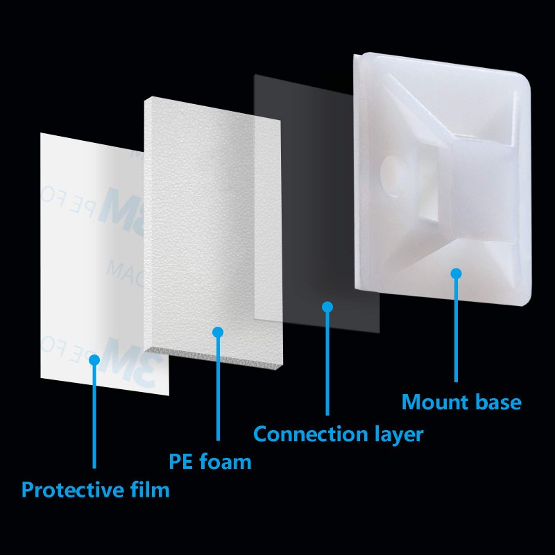 ALIGADO Cable Tie Mounts  Adhesive-Backed  1 Inch  for Cable Management  Cable Tie Anchors  100 Pack  White - Image 4
